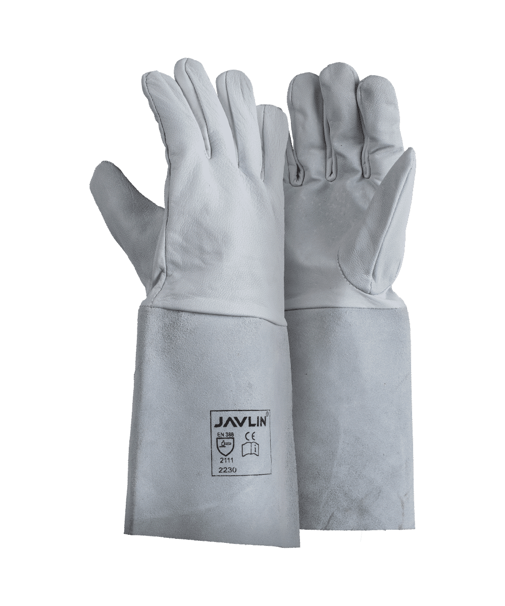 Premium White Goatskin Tig Welding Gloves - 15cm Cuff