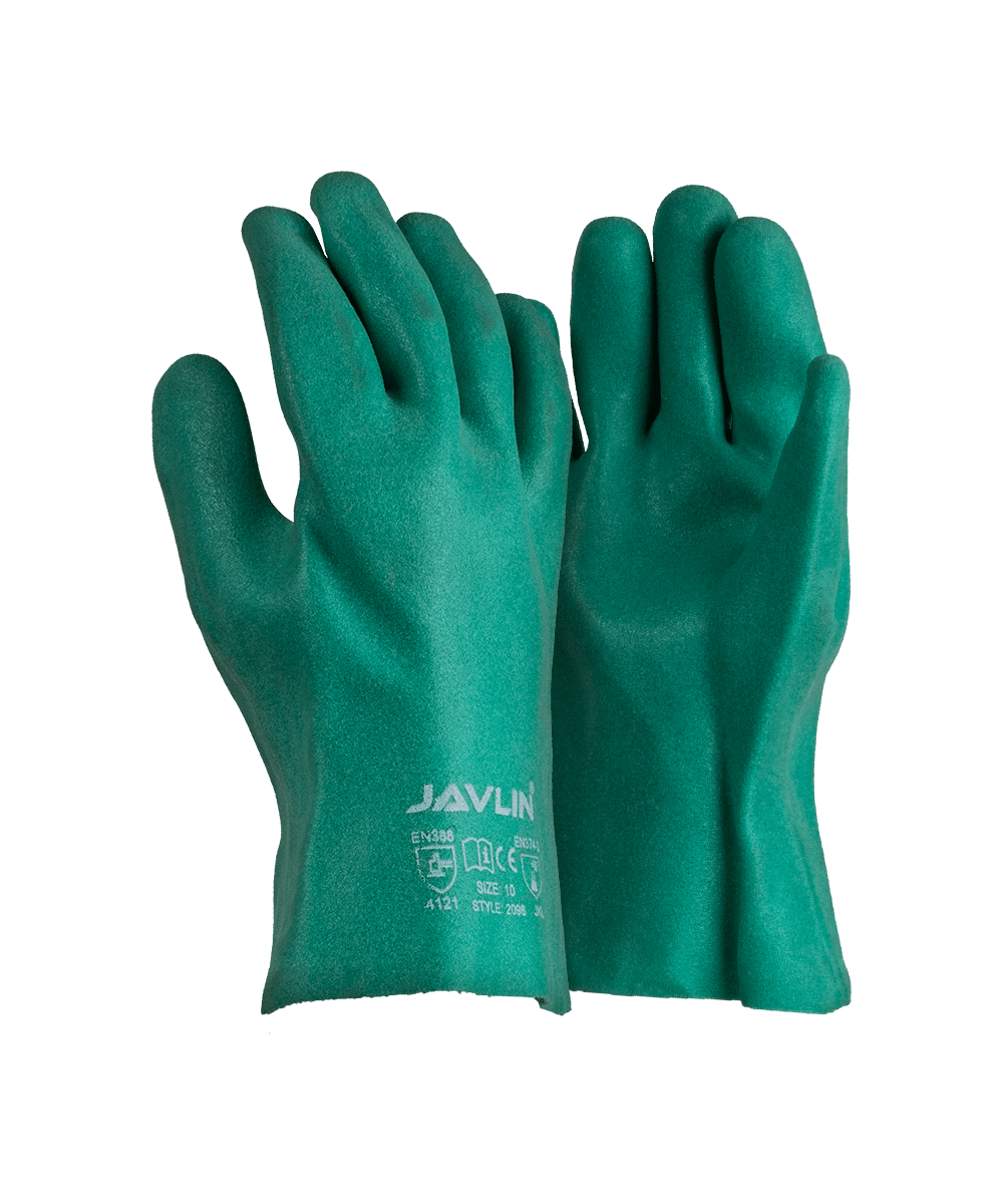 Foam PVC Fluorescent Green Sandy Finish Gloves