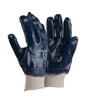 Premium Blue Nitrile Fully Coated Knit Wrist Gloves