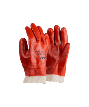 PVC Mediumweight Red/Brown Knit Wrist Gloves