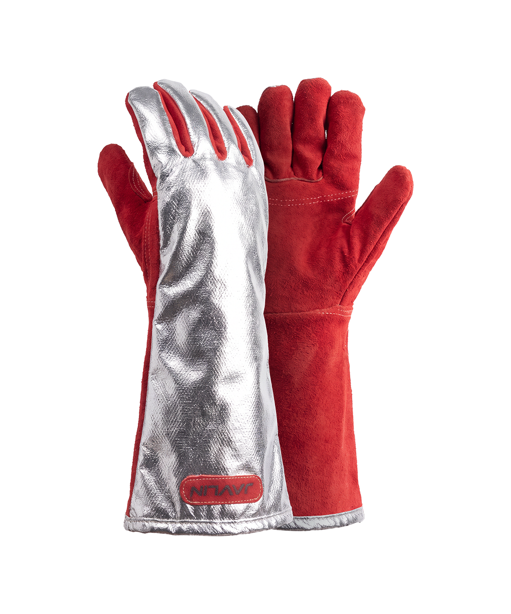 Premium Red Leather Heat Gloves With Aluminised Back